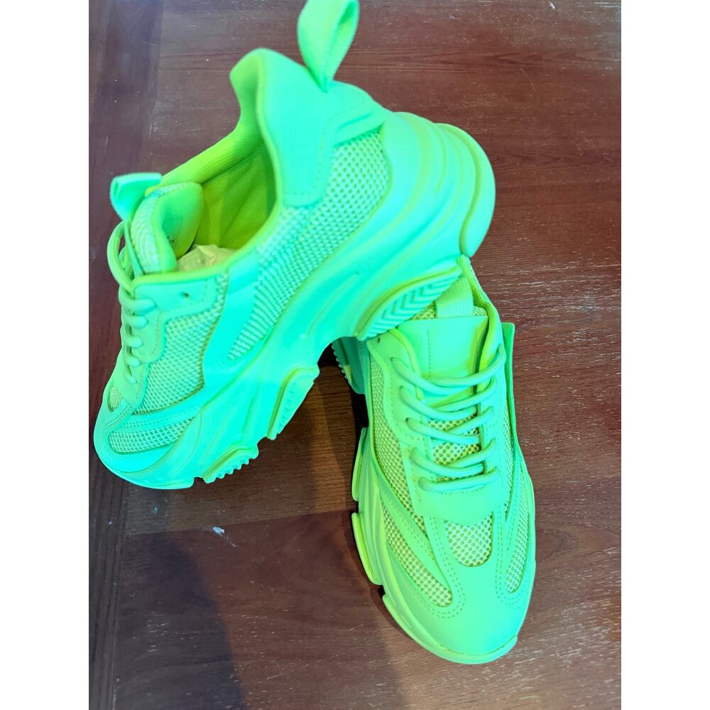 New Steve Madden Possession Neon Lime Green Chunky Platform Sneakers 8M NWOT - Picture 6 of 6